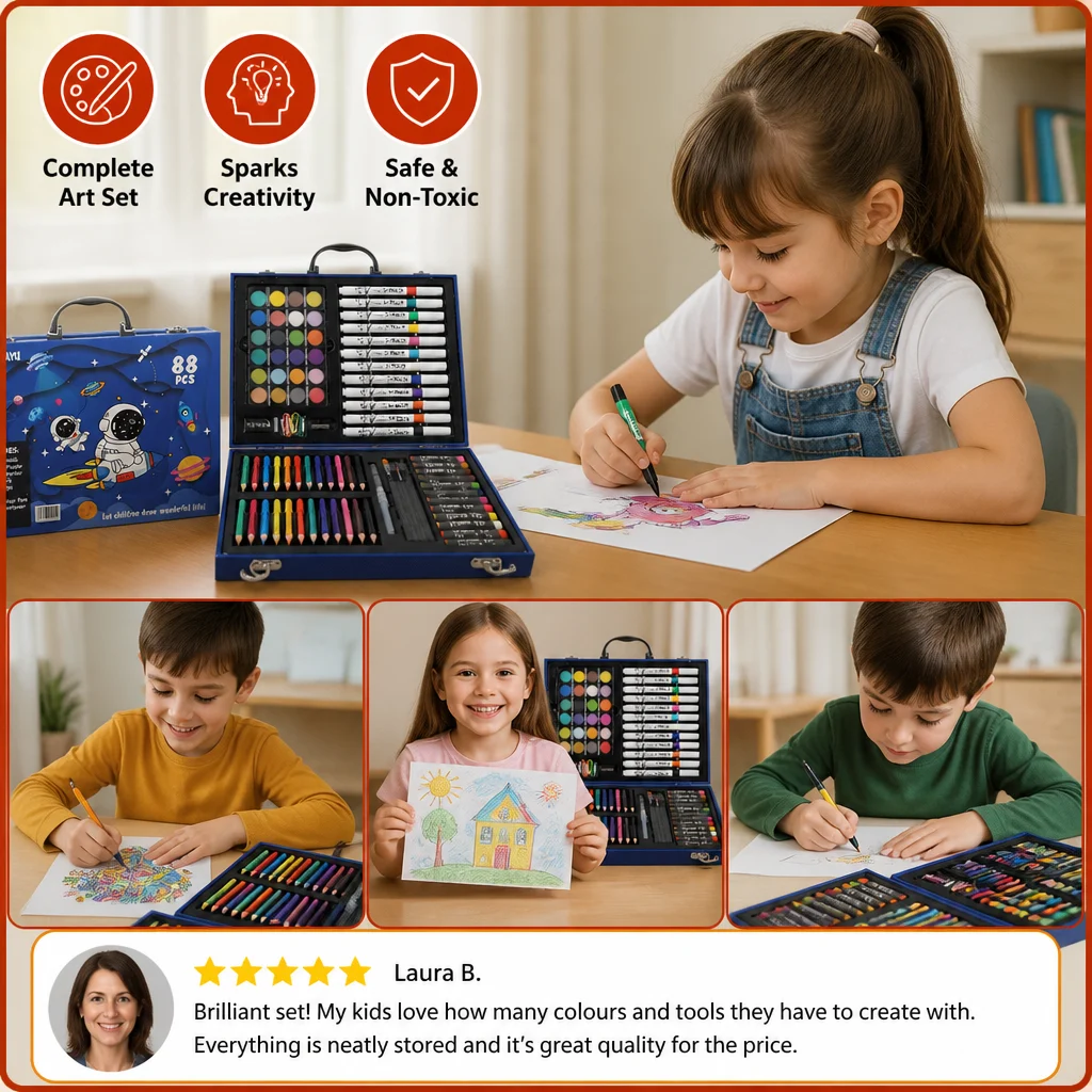 88-Piece Creative Art Case for Little Artists