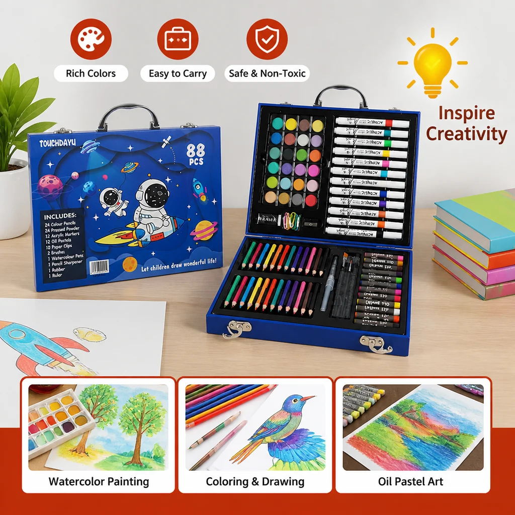 88-Piece Creative Art Case for Little Artists