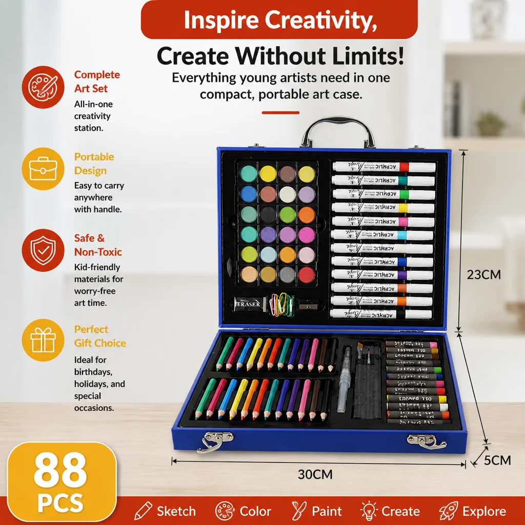 88-Piece Creative Art Case for Little Artists