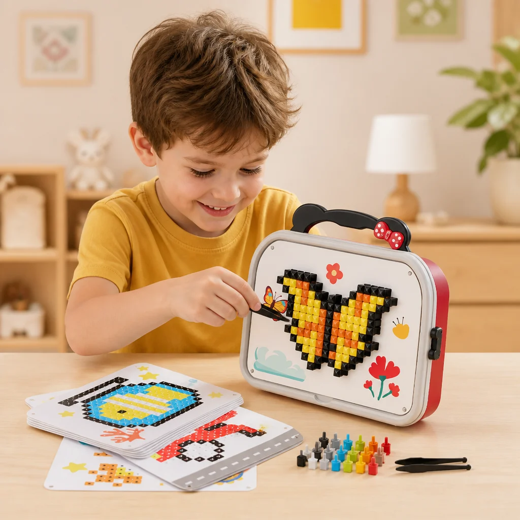 Kids Montessori Mushroom Pegboard Mosaic Puzzle Set