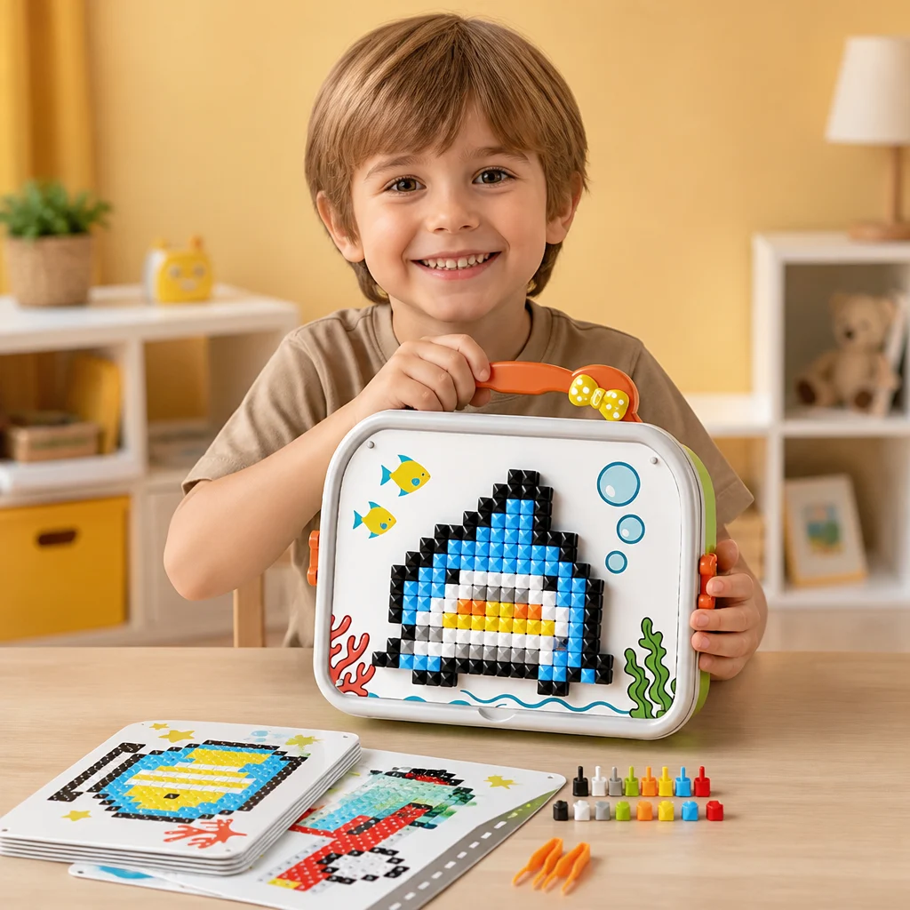 Kids Montessori Mushroom Pegboard Mosaic Puzzle Set