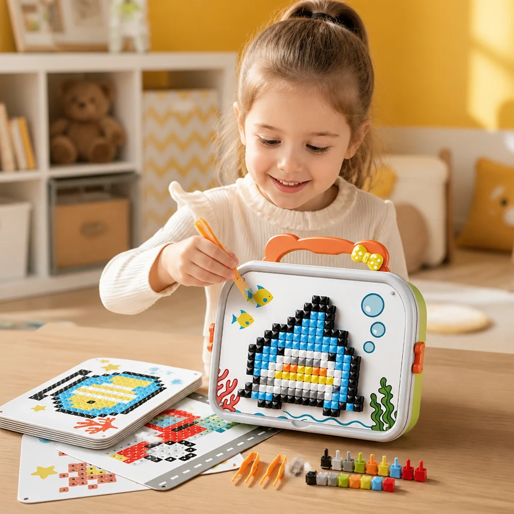 Kids Montessori Mushroom Pegboard Mosaic Puzzle Set