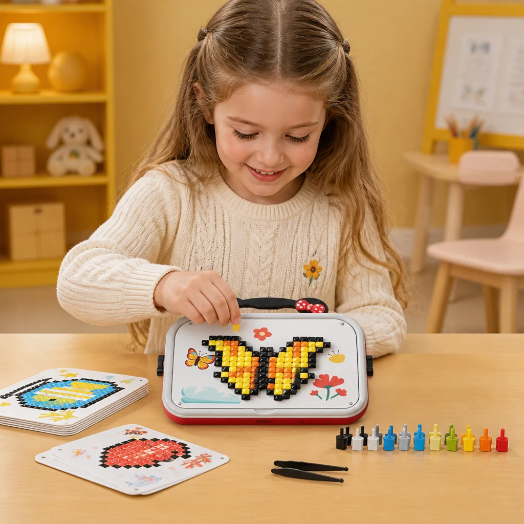 Kids Montessori Mushroom Pegboard Mosaic Puzzle Set
