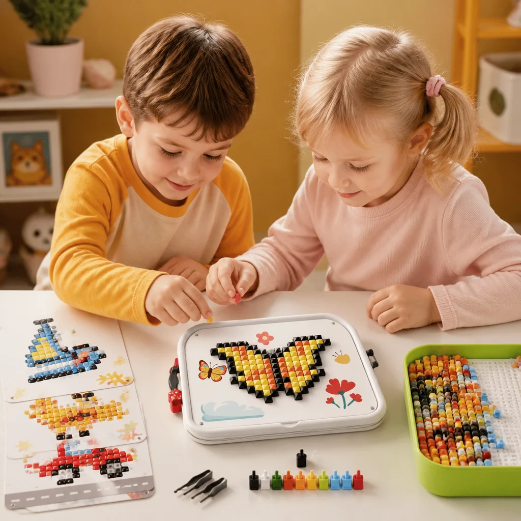 Kids Montessori Mushroom Pegboard Mosaic Puzzle Set