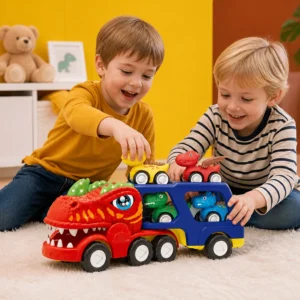 Dinosaur Transport Truck Toy Set with Mini Dino Cars