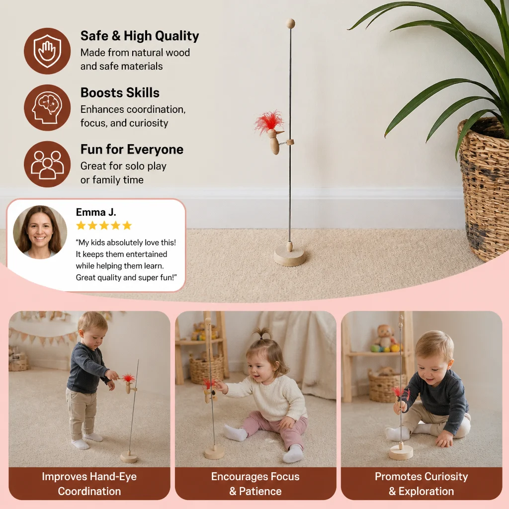 Wooden Woodpecker Learning Toy for Kids