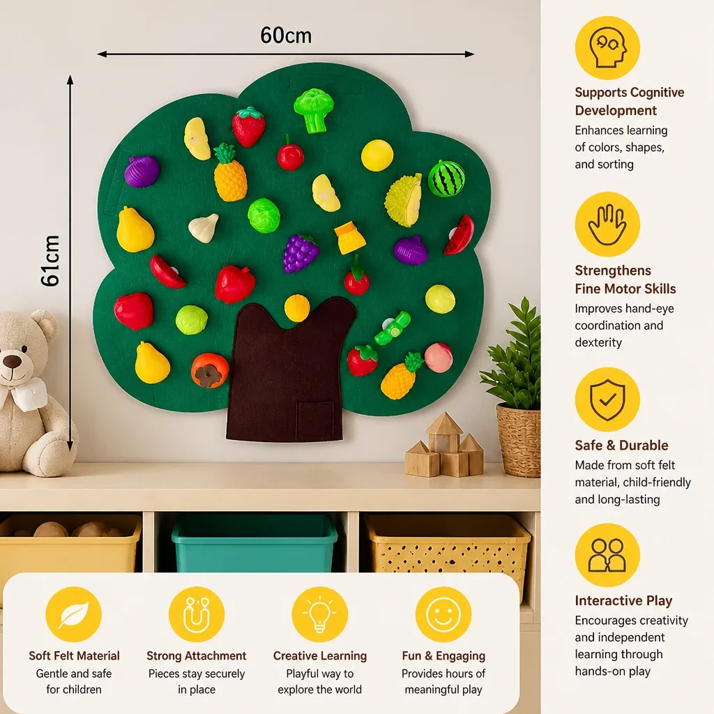 Felt Fruit Tree Activity Board – Montessori Learning Toy