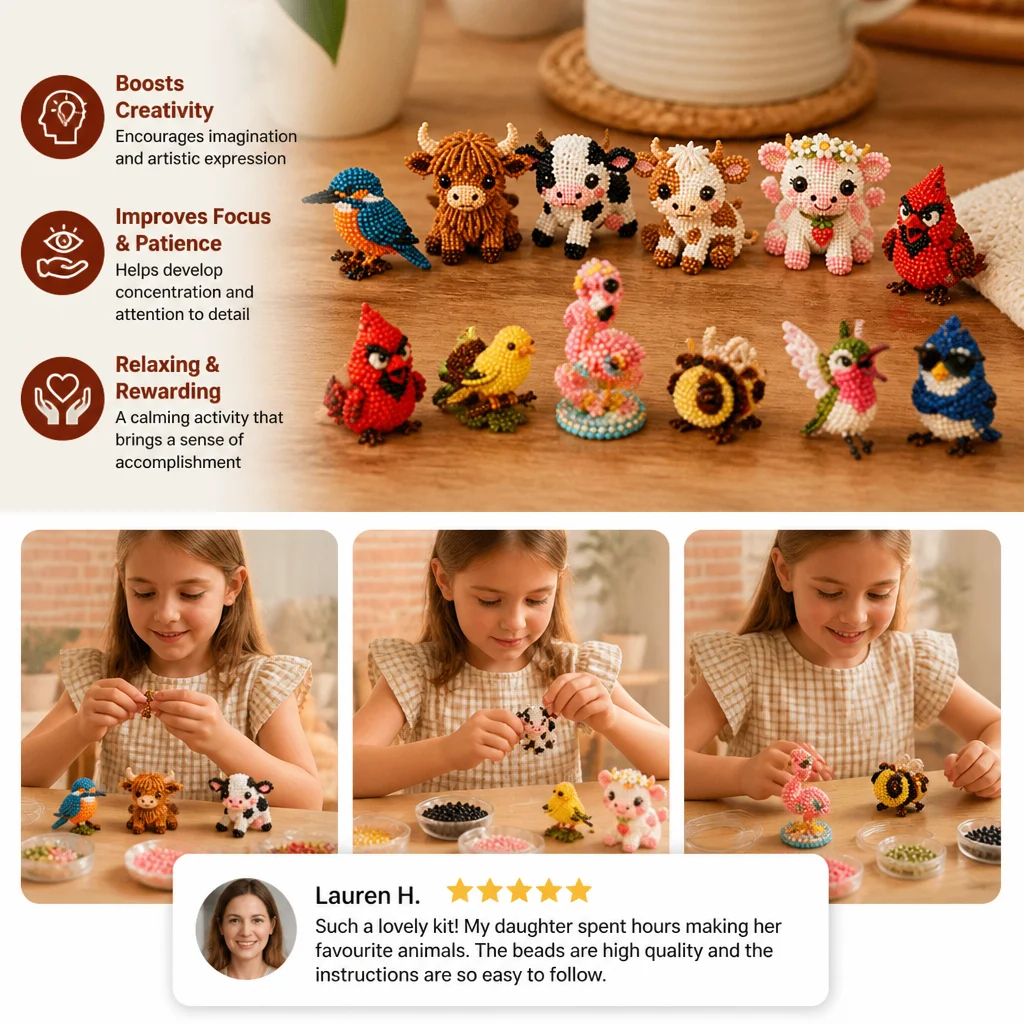 3D Beaded Animal Craft Kit β DIY Mini Bead Art Set for Beginners