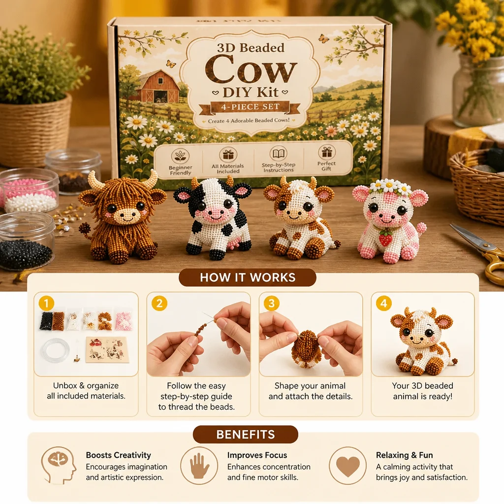 3D Beaded Animal Craft Kit β DIY Mini Bead Art Set for Beginners