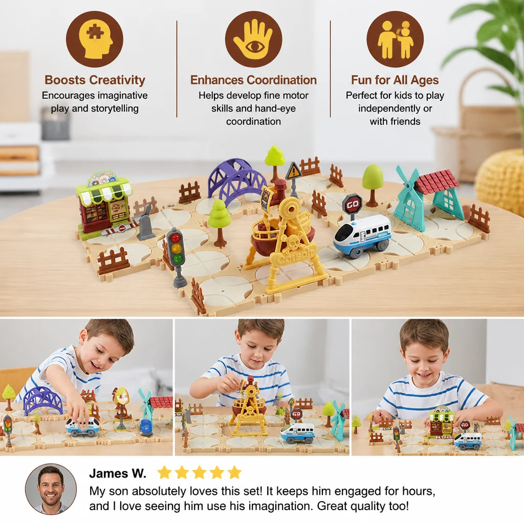 DIY Amusement Park Railway Building Set