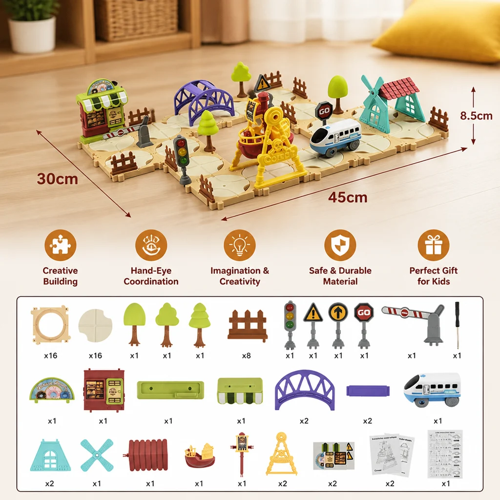 DIY Amusement Park Railway Building Set