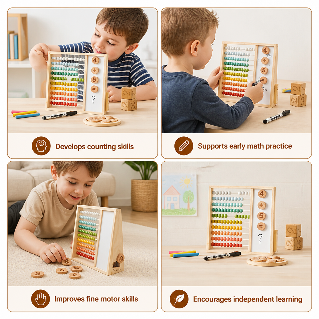 Magnetic Wooden Abacus for Kids โ Educational Toy with Numbers and Colors - Image 5