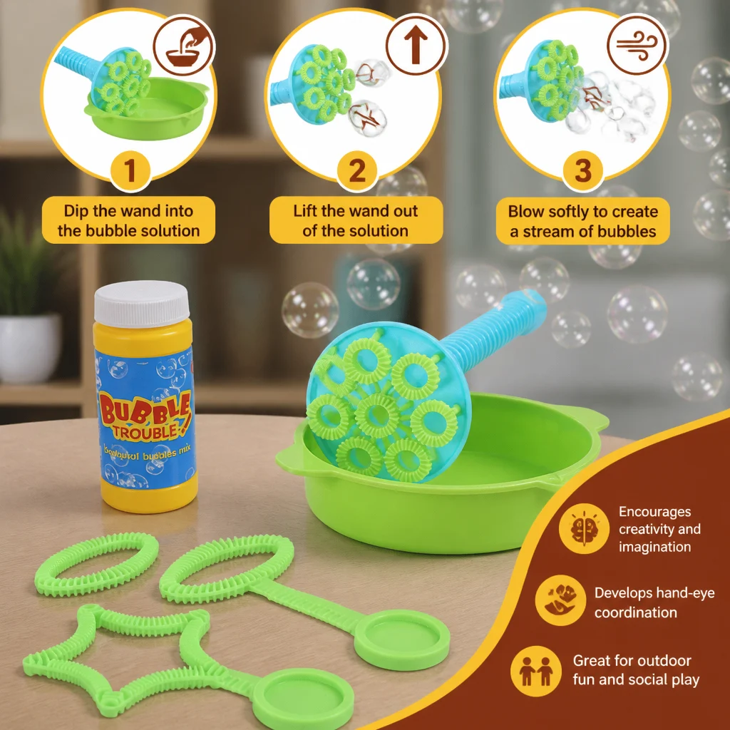 Magic Bubble Blower Stick Set