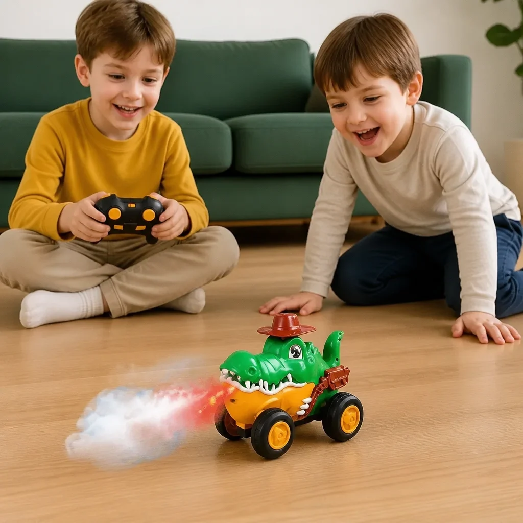 Remote Control Crocodile Stunt Car โ Lights, Spray & Sound Effects