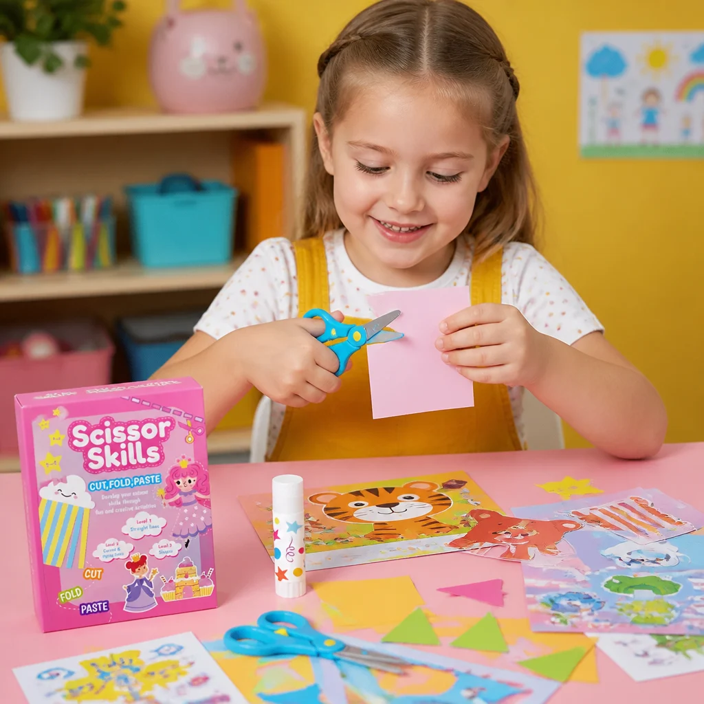 Kids Scissor Skills Activity Book โ Safe Cutting Practice with Safety Scissors
