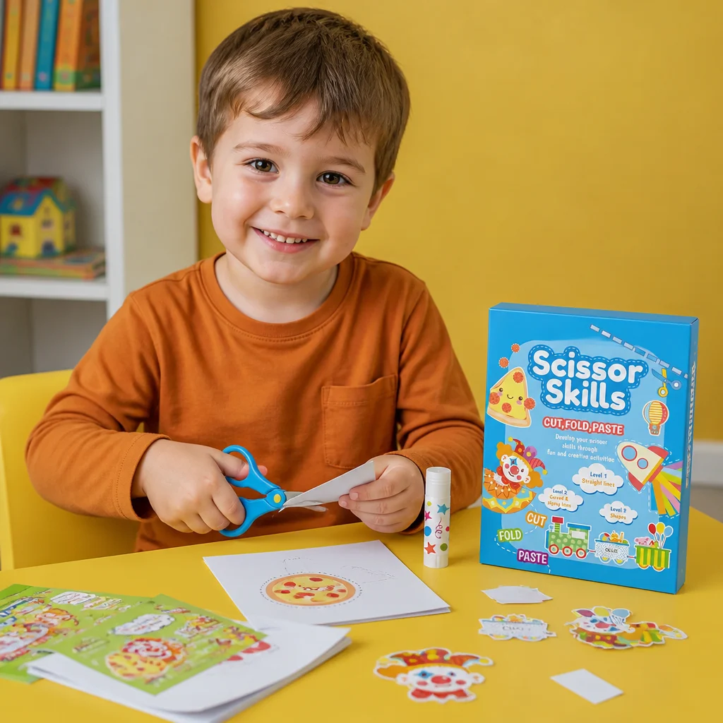 Kids Scissor Skills Activity Book โ Safe Cutting Practice with Safety Scissors