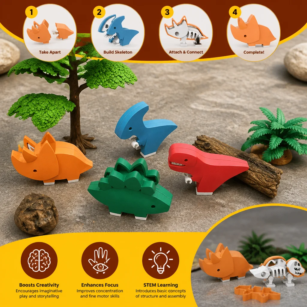 Magnetic Animal Skeleton Builder Set โ STEM Take-Apart Learning Toy