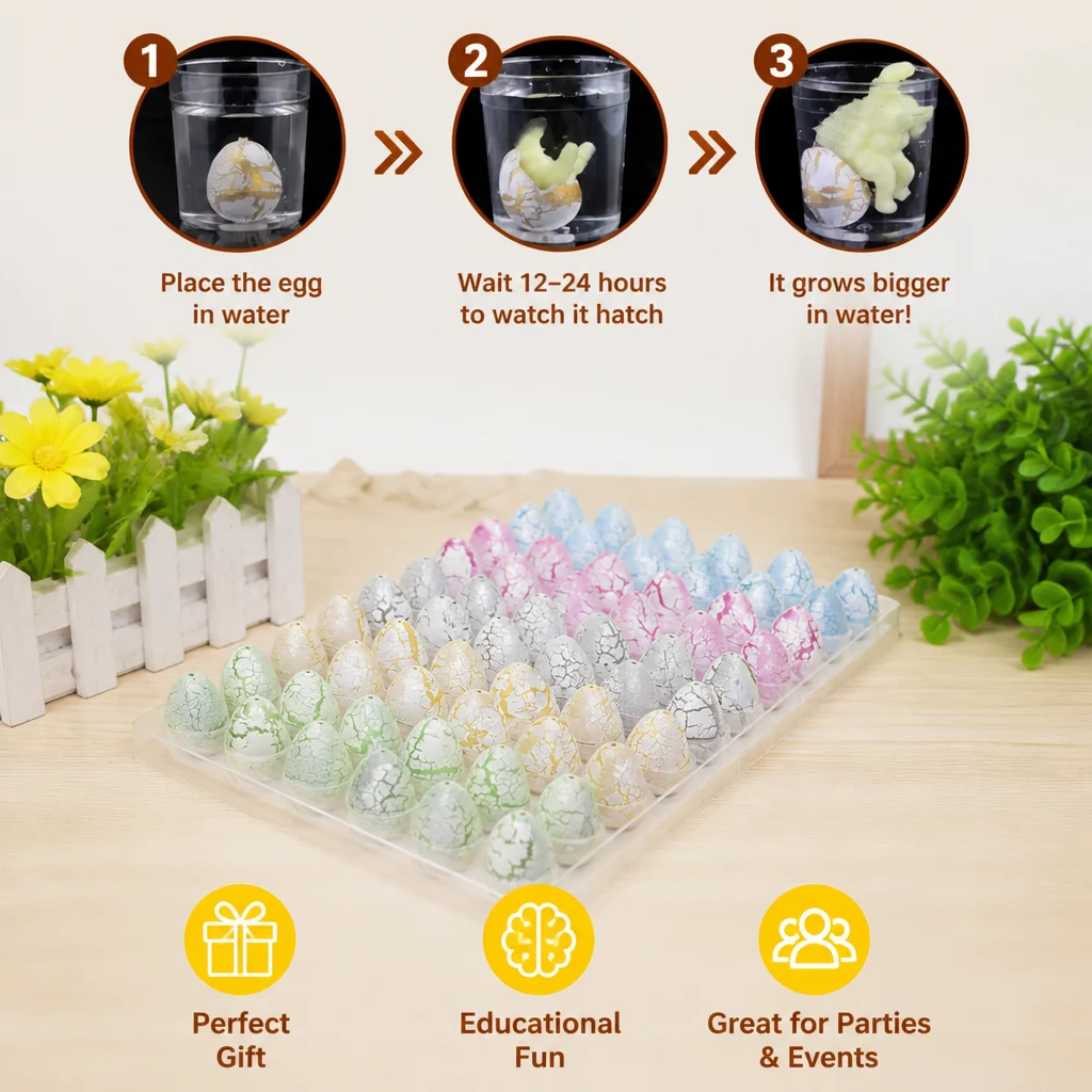 Hatching Dinosaur Egg Kit โ Grow-in-Water Dino Eggs with Surprise Toys