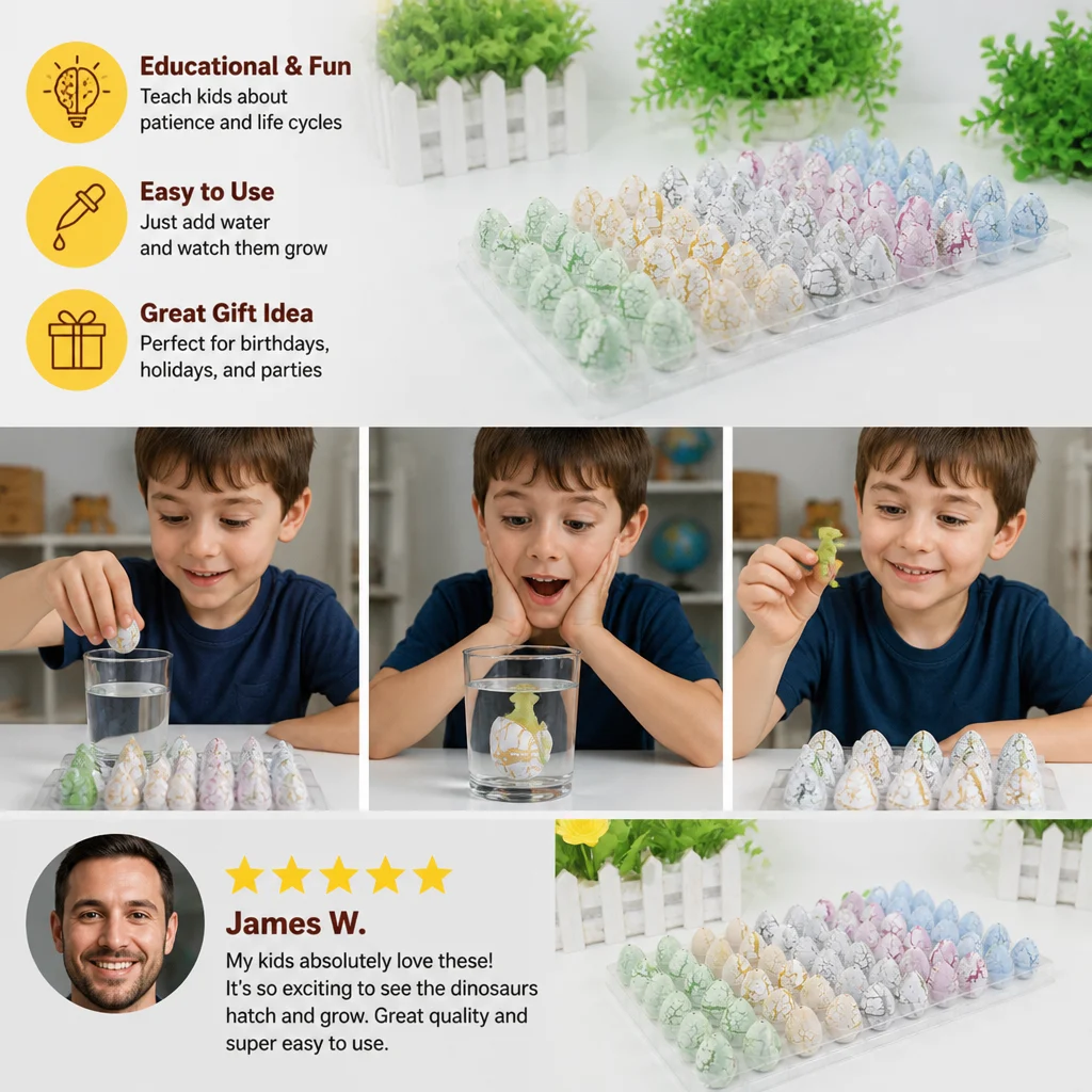 Hatching Dinosaur Egg Kit โ Grow-in-Water Dino Eggs with Surprise Toys
