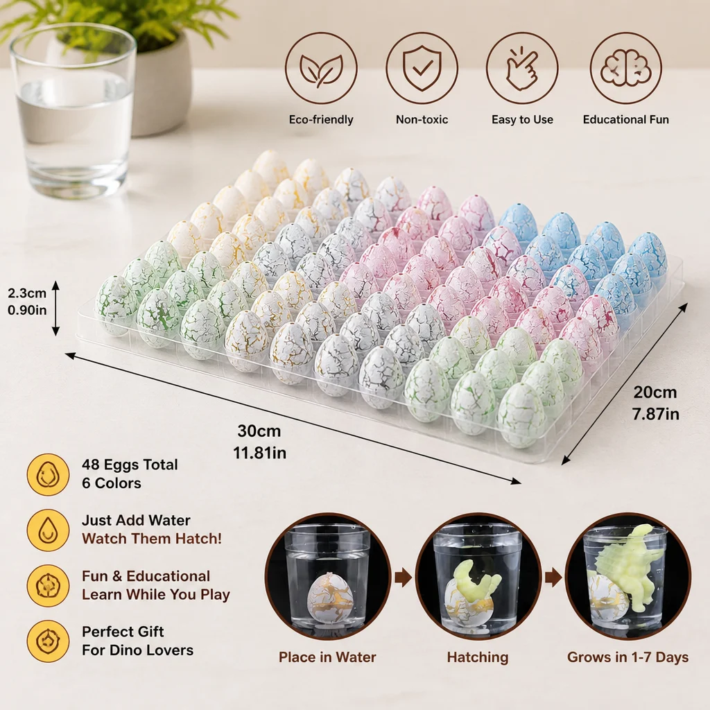 Hatching Dinosaur Egg Kit โ Grow-in-Water Dino Eggs with Surprise Toys