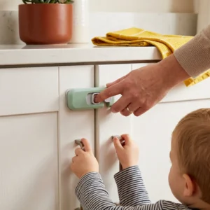 2-Pack Child Safety Locks for Cabinets, Fridge & Drawers – Multi-Purpose Safety Latches for Babies & Kids