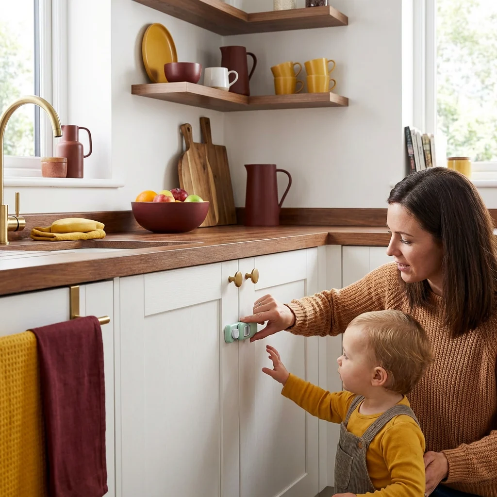 2-Pack Child Safety Locks for Cabinets, Fridge & Drawers – Multi-Purpose Safety Latches for Babies & Kids