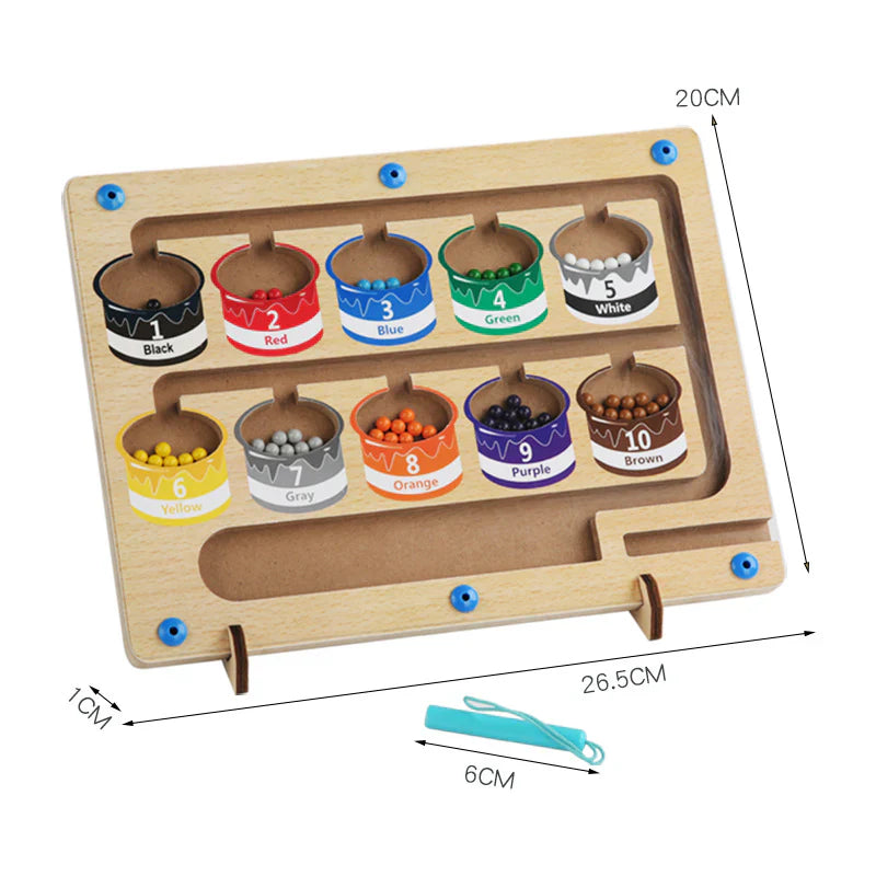 Wooden Magnetic Counting Board β Color Sorting Game with Pen for Early Learning and Fine Motor Skills