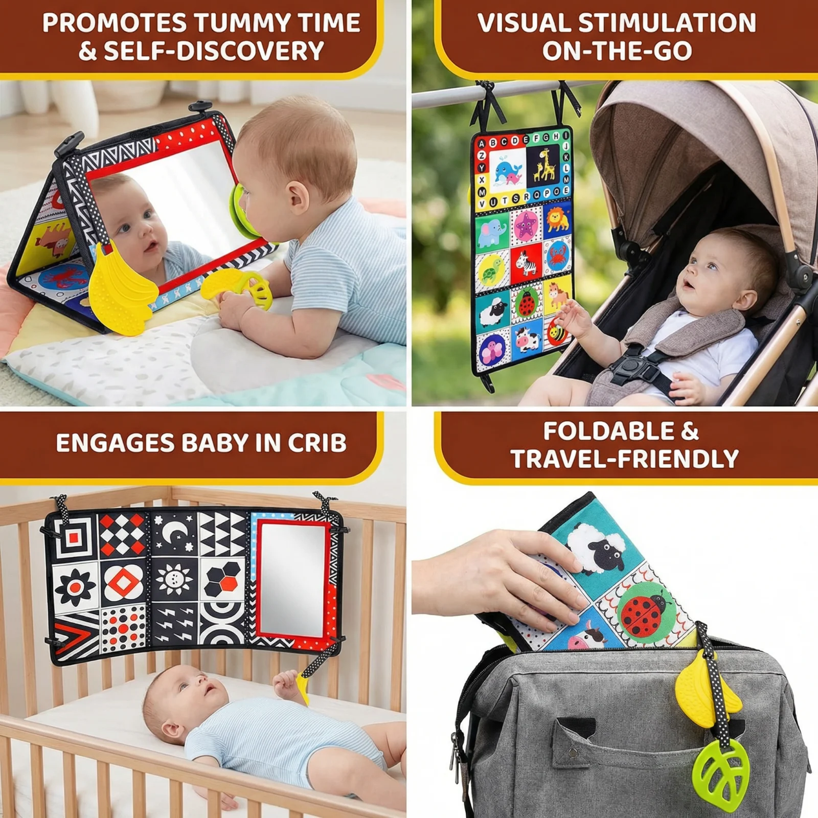 Interactive Baby Mirror Book β Foldable & Washable Soft Cloth Toy