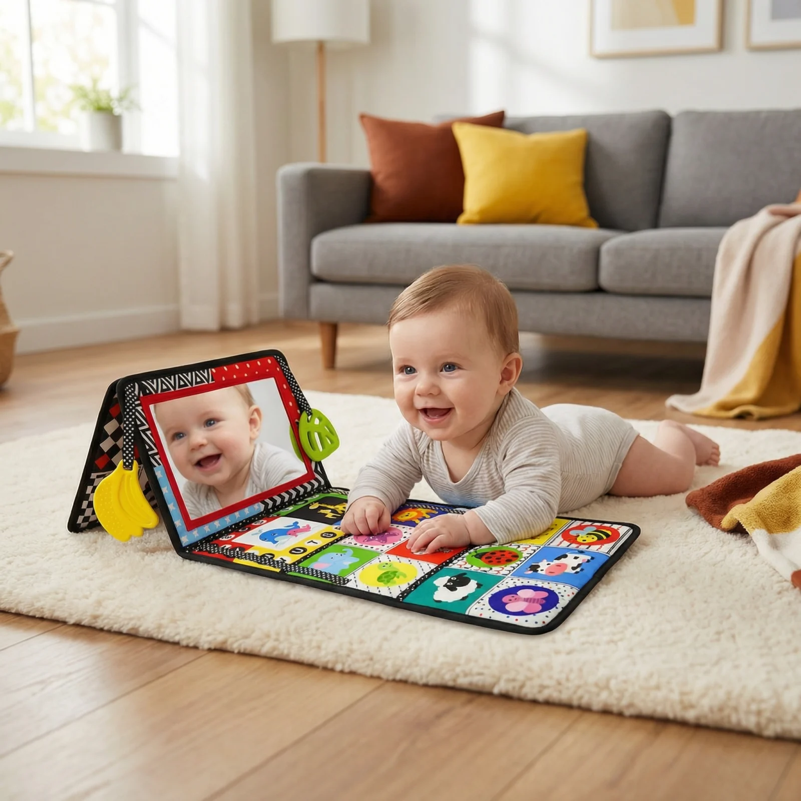 Interactive Baby Mirror Book β Foldable & Washable Soft Cloth Toy
