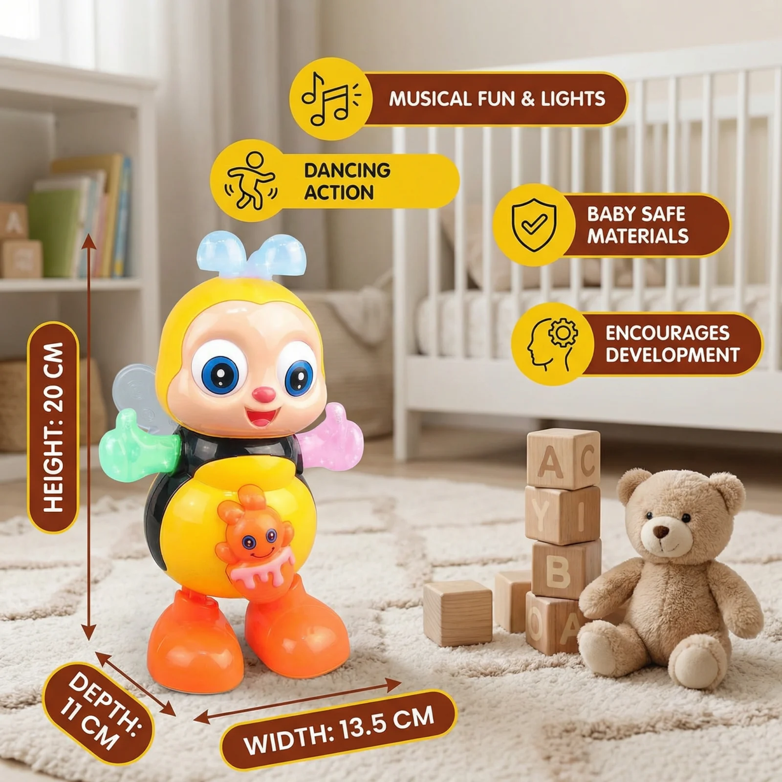 Dancing Musical Bee โ Interactive Toy for Babies & Toddlers