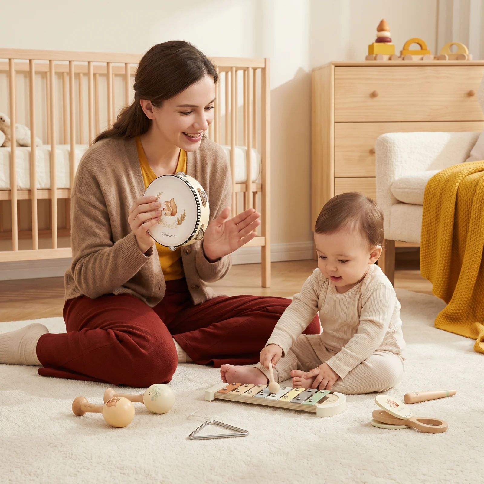 Montessori Wooden Musical Instruments Set for Babies โ Sensory Learning Toy