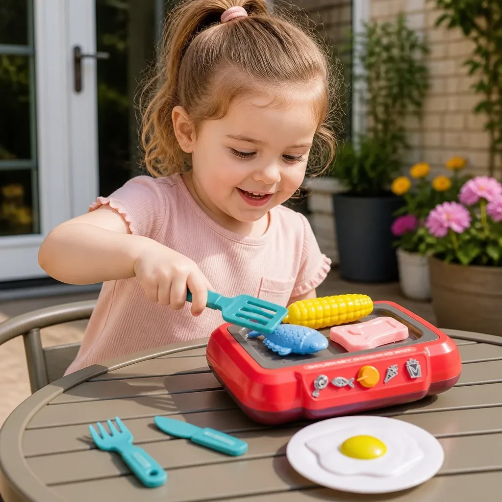 Kids BBQ Grill Playset with Play Food & Accessories