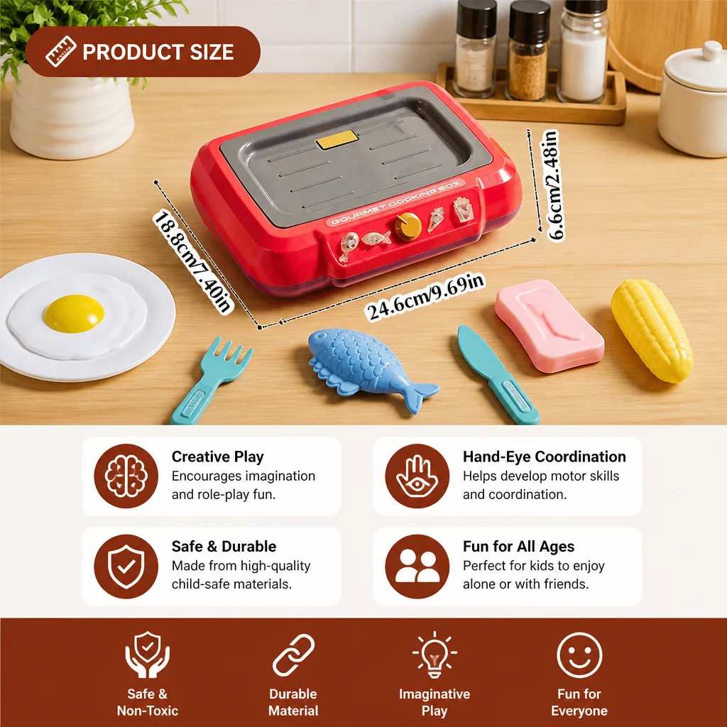 Kids BBQ Grill Playset with Play Food & Accessories
