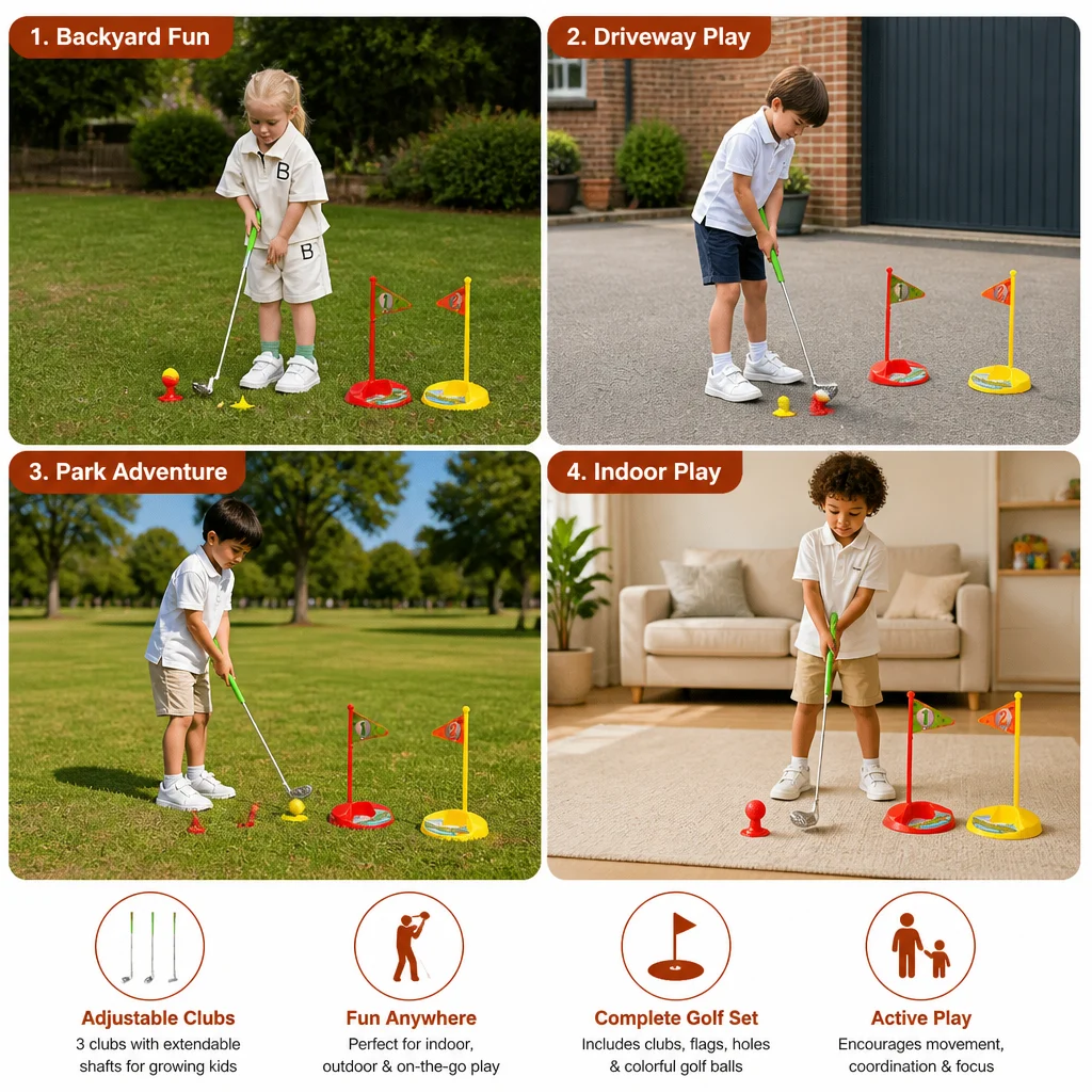 Kids Golf Set with Adjustable Clubs – Perfect for Backyard Play