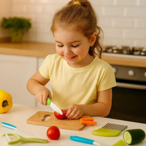 Children's Cutting Knife Set ⎜ Safe and Fun Kitchen Tools for Learning to Slice Fruits and Vegetables
