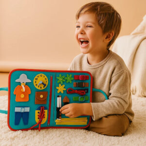 Montessori Busy Board for Toddlers ⎜ Felt Activity Book for Learning Numbers, Letters and Motor Skills