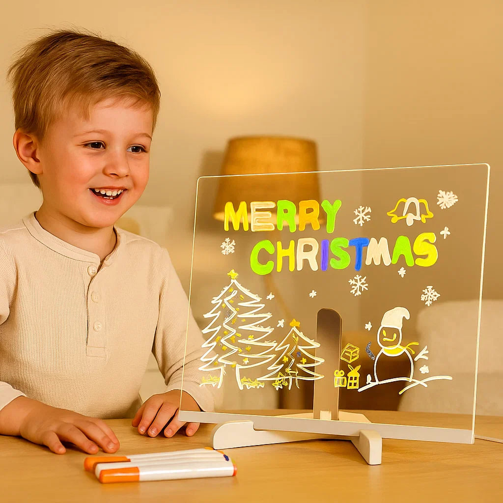 LED Writing Drawing Board for Kids โ Reusable Light-Up Surface for Creative Notes, Art and Learning