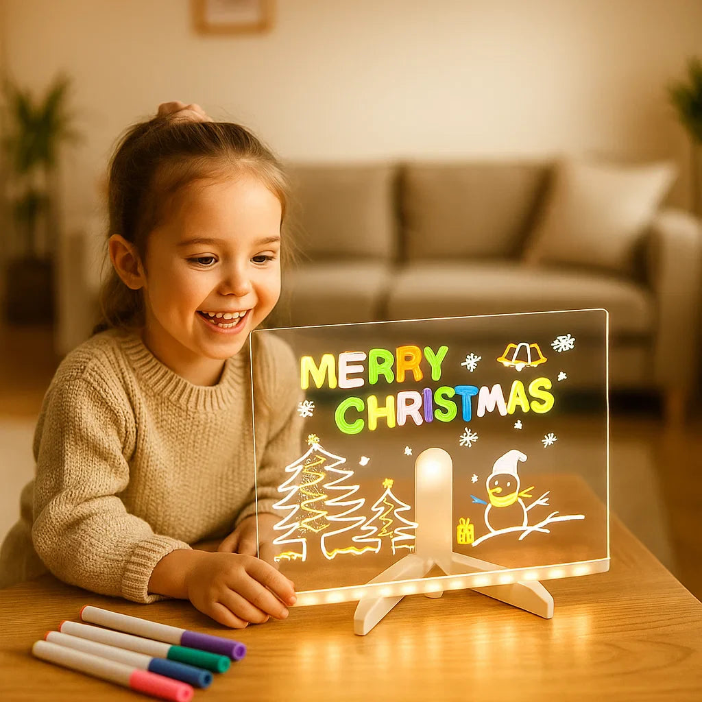 LED Writing Drawing Board for Kids โ Reusable Light-Up Surface for Creative Notes, Art and Learning