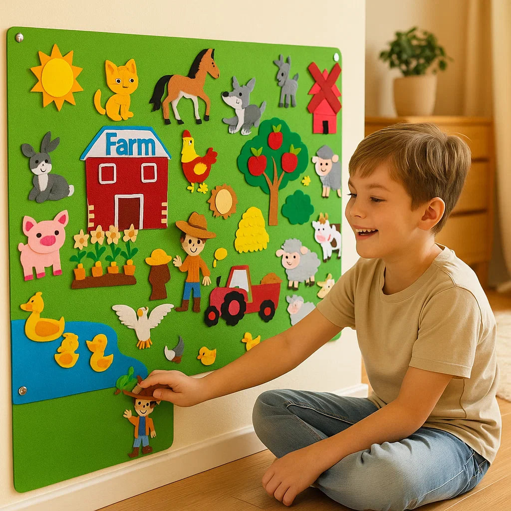 Felt Story Board for Kids โ Educational DIY Set for Learning Animals, Imagination and Storytelling Fun