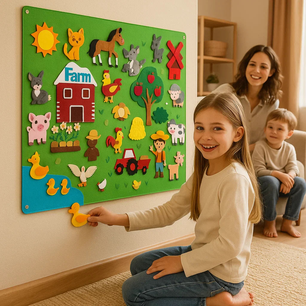 Felt Story Board for Kids โ Educational DIY Set for Learning Animals, Imagination and Storytelling Fun