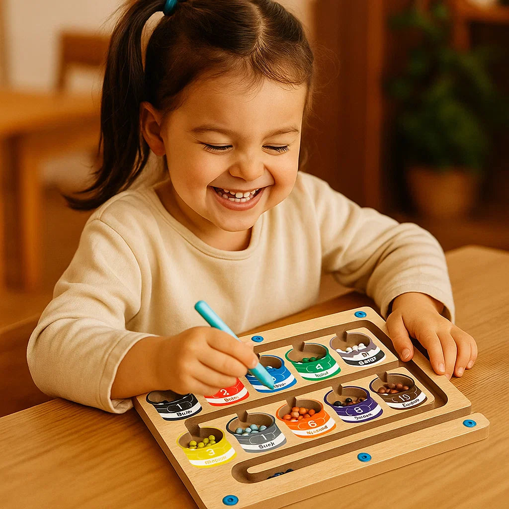 Wooden Magnetic Counting Board β Color Sorting Game with Pen for Early Learning and Fine Motor Skills