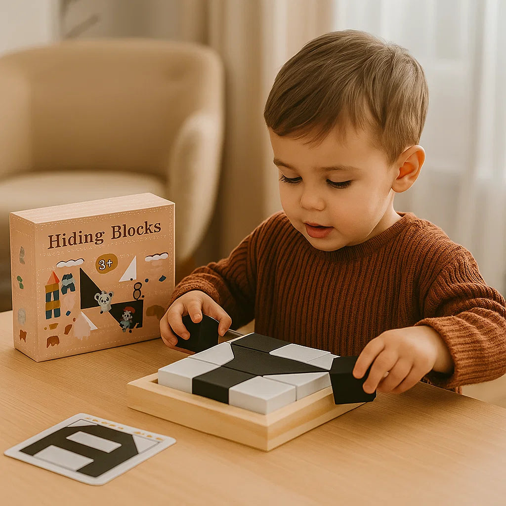 Wooden Battle Block Puzzle Game ⎜ Educational Logic Training Toy for Kids with Cards and Board Play - Image 2