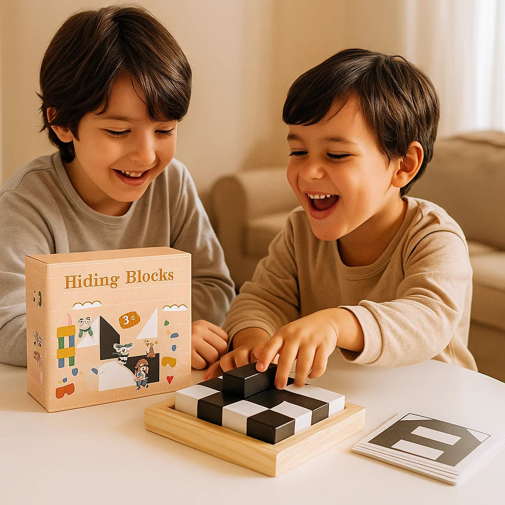 Wooden Battle Block Puzzle Game ⎜ Educational Logic Training Toy for Kids with Cards and Board Play - Image 3