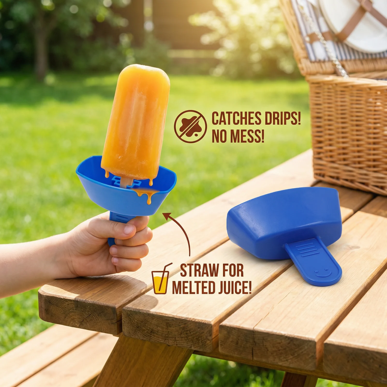 2-Pack Drip-Proof Popsicle Holder for Kids – No-Mess Ice Cream Catcher with Straw