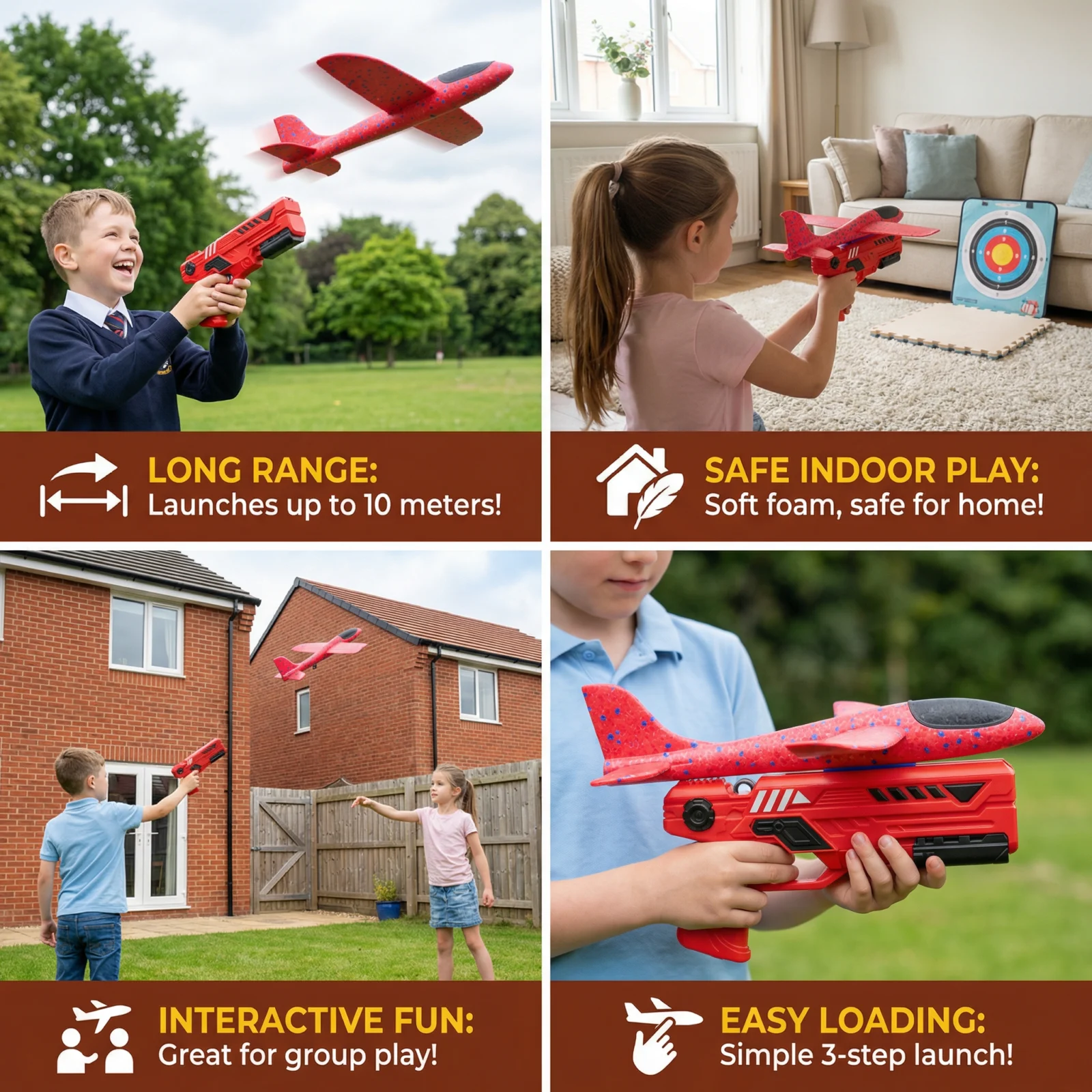 Foam Airplane Launcher for Kids – Interactive Flying Toy with Launch Gun