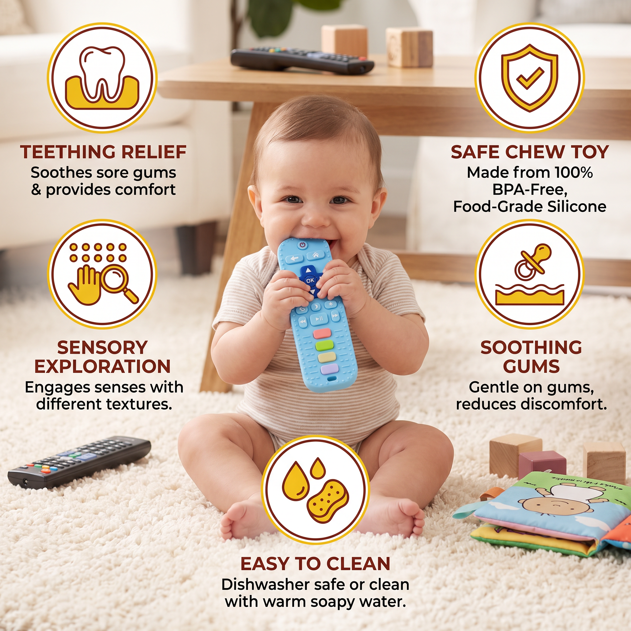 Silicone Remote Control Baby Teether โ BPA-Free Sensory Chew Toy - Image 2