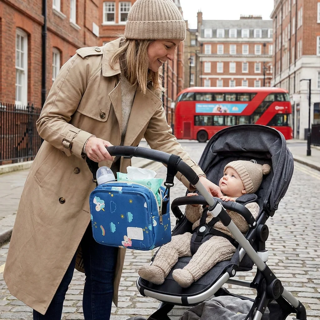 3in1 Stroller Organizer Bag โ Waterproof Diaper Caddy with Insulated Pockets