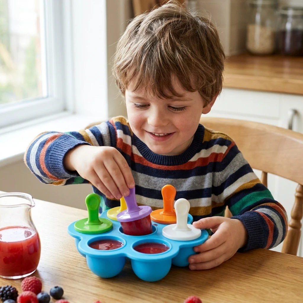 7-Piece Silicone Popsicle Mold โ Reusable Ice Pop Maker for Kids