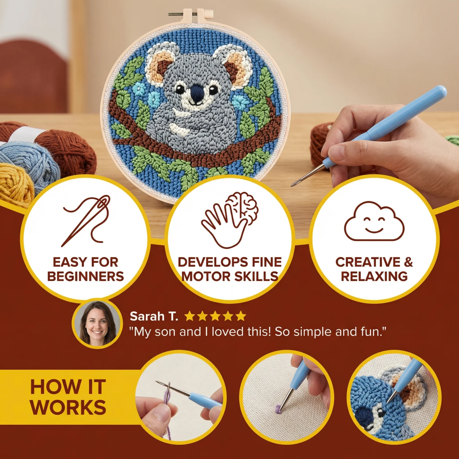 Punch Needle Embroidery Starter Kit β Beginner DIY Set with Beautiful Patterns