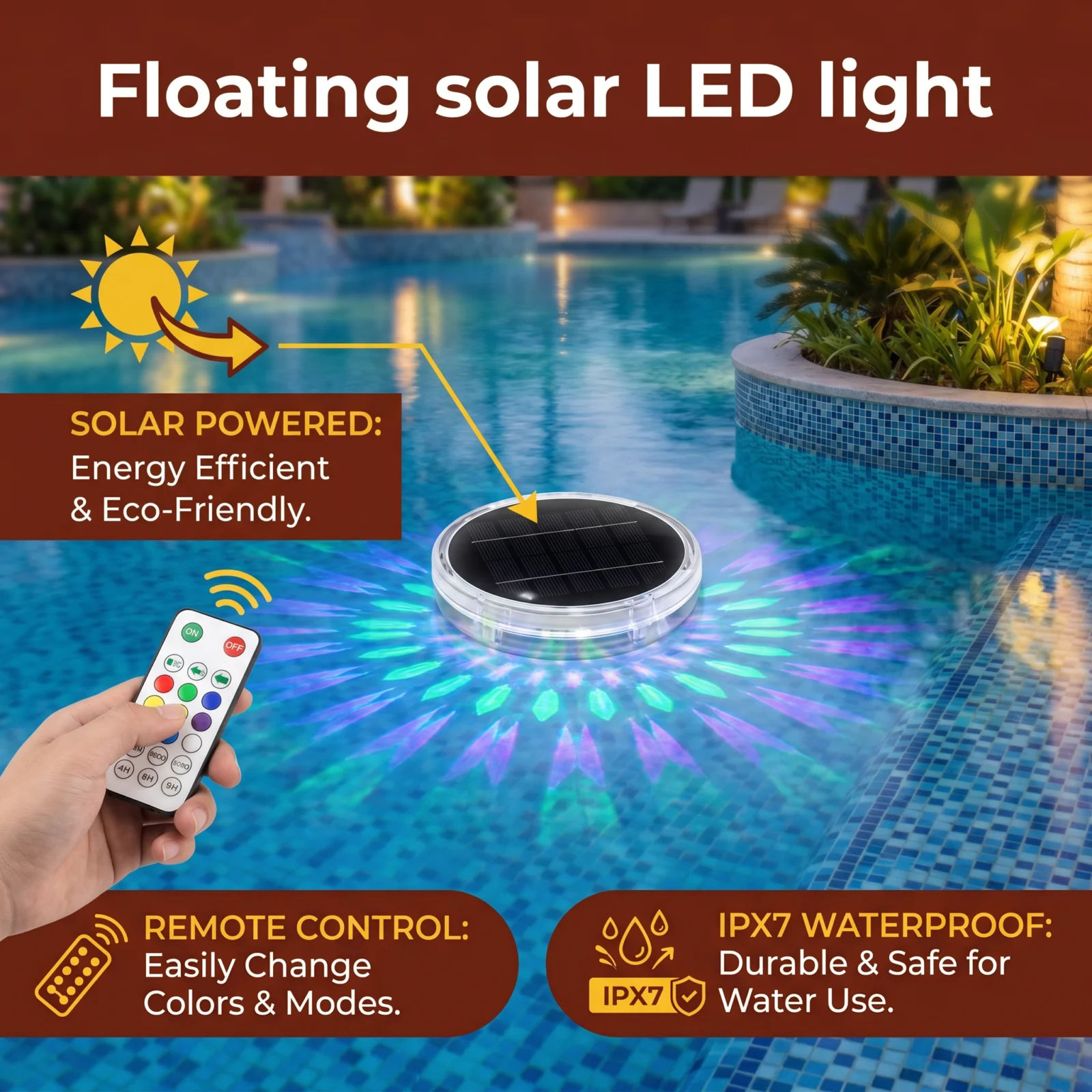 Floating Solar LED Light with Remote Control